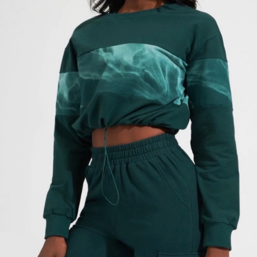 BuffBunny Collection Women's Cadi Crop Avo Green Sweatshirt- Size S